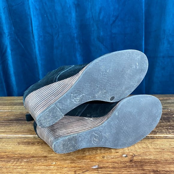 Lucky Brand Black Suede Yoniana Wedge Ankle Bootie Size 8.5M - Picture 6 of 11
